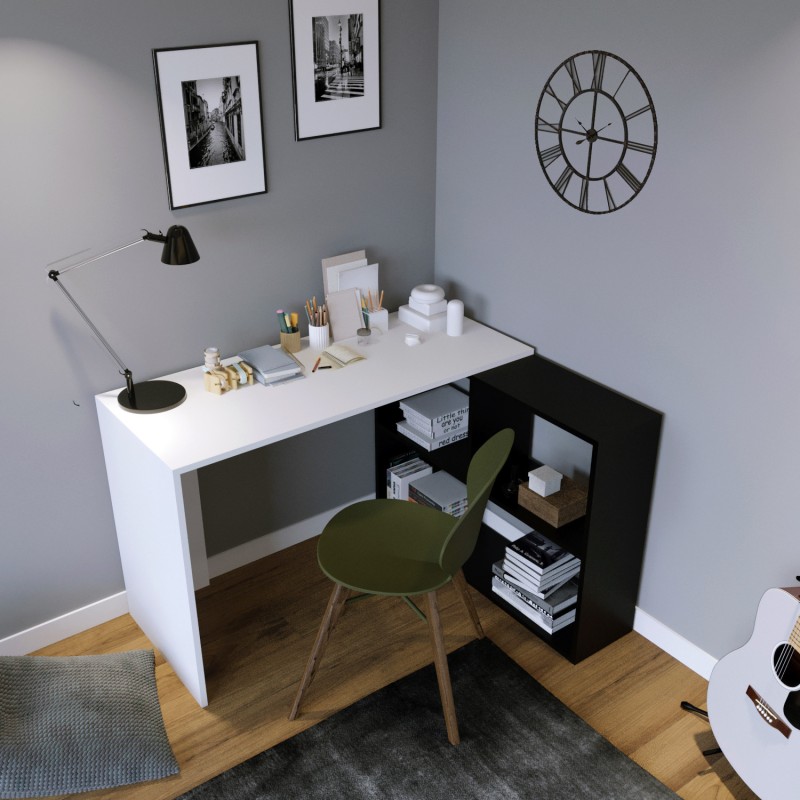 4191_0-800x800 Γραφείο Voi λευκό μαύρο 120x75cm μελαμίνη ed4191 - Image 1