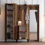 Έπιπλο εισόδου Berlin καρυδί μελαμίνη μεταλλικά πόδια 180x35x200cm ed4222 - Image 5