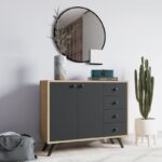 Μπουφέ Libra Oak ανθρακί μελαμίνη 100x35x82cm ed4257 - Image 4