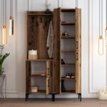 Έπιπλο εισόδου Berlin καρυδί μελαμίνη μεταλλικά πόδια 120x35x200εκ ed4261 - Image 5