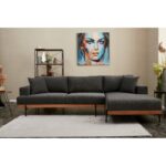 Γωνιακός καναπές Liva Right ανθρακί 287x171cm ed4274