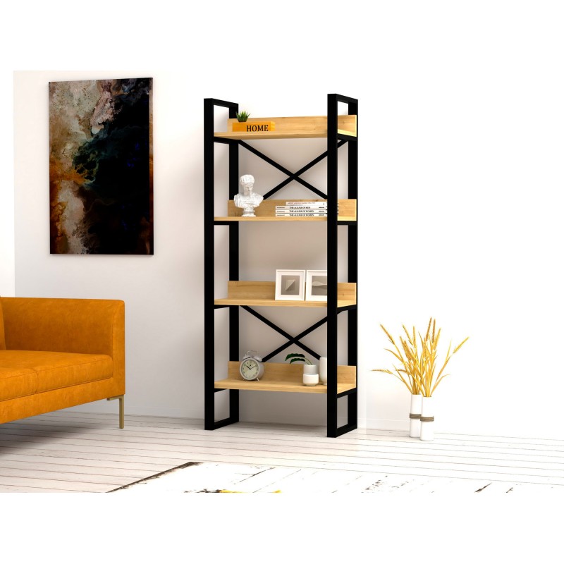 4281_0-800x800 Βιβλιοθήκη Adisa Sapphire μελαμίνη μεταλλικός σκελετός 63x32x150εκ ed4281 - Image 1