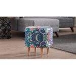 Σκαμπό Liza σκούρο μπλέ ξύλινα πόδια 40x40x42εκ ed4292 - Image 2