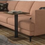 Βοηθητικό τραπέζι Hilda μέταλλο μαύρο μελαμίνη καρυδί 44 8x60cm ed4311