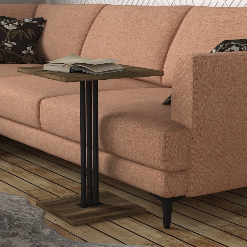 4311_0-800x800 Βοηθητικό τραπέζι Hilda μέταλλο μαύρο μελαμίνη καρυδί 44 8x60cm ed4311 - Image 1