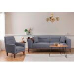 Σετ σαλονιού Liones ύφασμα σκούρο γκρι 233x82x94cm ed4318