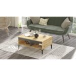 Τραπέζι σαλονιού Lilian δρυς ανθρακί μελαμίνη πλαστικά πόδια 90x60x40 6εκ ed4338 - Image 4