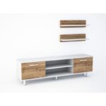 Έπιπλο TV Cezena χρώμα καρυδί λευκό 150x29 5x43cm ed4351 - Image 3