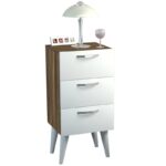 Κομοδίνο Bellini λευκό καρυδί 40x80x37 1cm ed4360 - Image 3