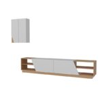 Έπιπλο τηλεόρασης Zebra άσπρη Teak μελαμίνη 240x37 5x47cm ed437 - Image 5