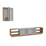 Έπιπλο τηλεόρασης Zebra άσπρη Teak μελαμίνη 240x37 5x47cm ed437 - Image 3