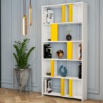 Βιβλιοθήκη Lima άσπρο κίτρινο μελαμίνη 90x20x180εκ ed4404