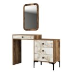 Κονσόλα Lizbon με καθρέπτη καρυδί άσπρο 124x40x84 7cm ed4411 - Image 3