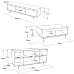 Σετ επίπλων σαλονιού Lione μελαμίνη ανθρακί 160x45 1x35 5cm μεταλλικά πόδια ed4413 - Image 2