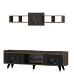 Σύνθετο τηλεόρασης Rosa καρυδί μαύρο μάρμαρο μελαμίνη 180x35x52εκ ed4415 - Image 3