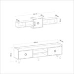 Σύνθετο τηλεόρασης Rosa καρυδί μαύρο μάρμαρο μελαμίνη 180x35x52εκ ed4415 - Image 2