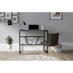 Γραφείο Moon μελαμίνη ανθρακί χρώμα 90x74x60cm ed4419