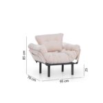 Anitta πολυθρόνα κρεβάτι κρεμ ύφασμα 128x35x65cm ed4460 - Image 3