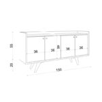 Μπουφέ Bledini ανθρακί λευκό μελαμίνης 150X40X75cm  ed4491 - Image 2