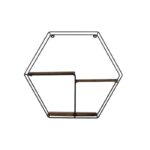 Ραφιέρα Narcissus καρυδί μαύρο ξύλο μεταλλικό πλαίσιο 60x53x15εκ ed4507 - Image 4