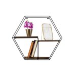 Ραφιέρα Narcissus καρυδί μαύρο ξύλο μεταλλικό πλαίσιο 60x53x15εκ ed4507 - Image 3