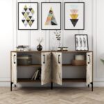 Μπουφέ Viterbo καρυδί λευκό χρώμα μελαμίνη 160x35x78cm ed4517 - Image 4