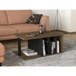 Τραπέζι σαλονιού Hilda καρυδί μελαμίνη μεταλλικός σκελετός 90x60x40εκ ed4535 - Image 4