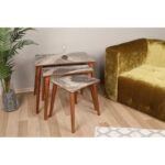 Βοηθητικά τραπεζάκια σαλονιού Tina γκρι άσπρη καρυδί μελαμίνη 42 5x37x34cm ed4550