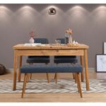 Τραπεζαρία 4 τεμαχίων Santiago ξύλινα πόδια 120x75x75cm pine μπλε χρώμα ed4563
