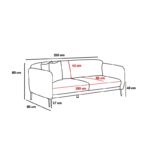 Καναπές τριθέσιος Venus γκρι 210x80x95cm ed4566 - Image 2