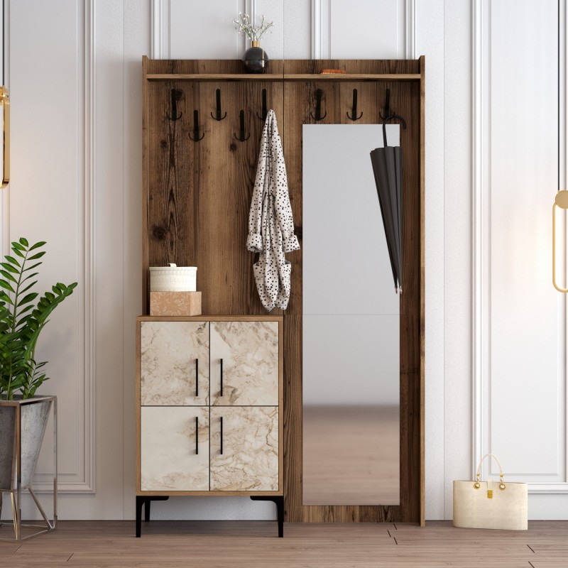 4584_0-800x800 Έπιπλο εισόδου Berlin καρυδί άσπρο μάρμαρο μελαμίνη μεταλλικά πόδια 120x35x200εκ ed4584 - Image 1