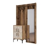 Έπιπλο εισόδου Berlin καρυδί άσπρο μάρμαρο μελαμίνη μεταλλικά πόδια 120x35x200εκ ed4584 - Image 3