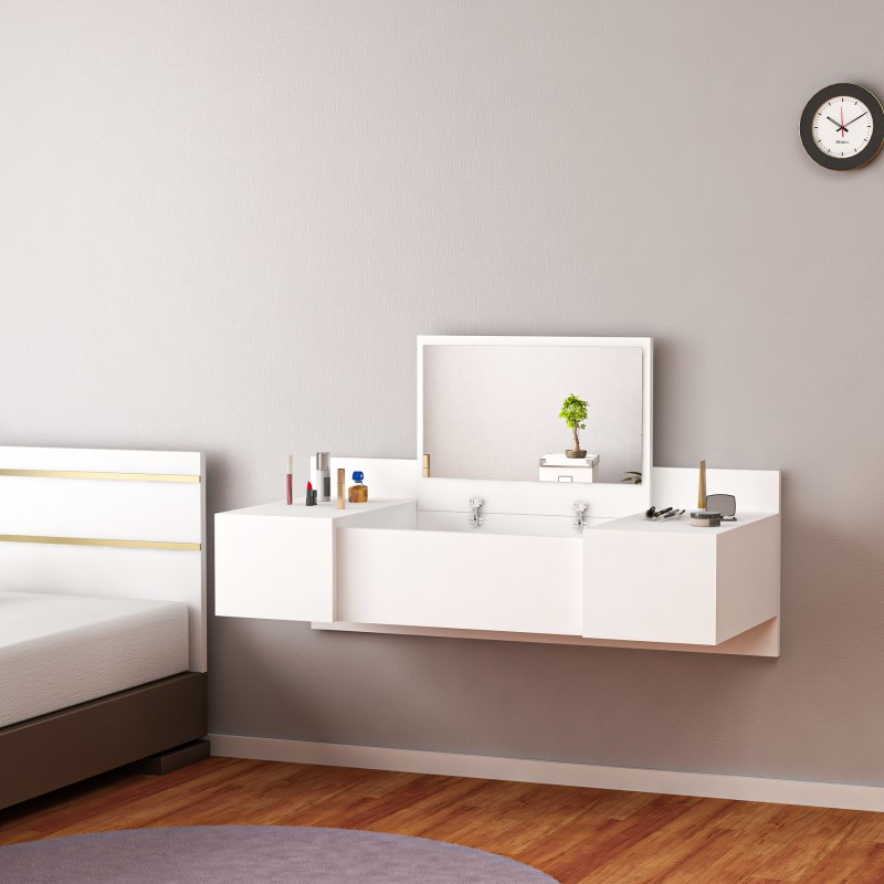 458_0-800x800 Τουαλέτα κρεβατοκάμαρας Zakkum άσπρη μελαμίνη 100x33x39 1cm ed458 - Image 1