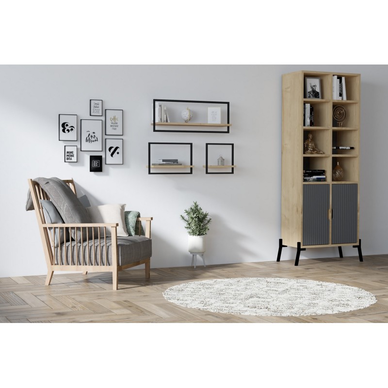 459_0-800x800 Ραφιέρα Yeso Sapphire δρυς μελαμίνη 80x20x30εκ ed459 - Image 1