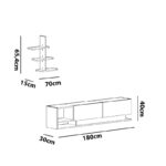 Έπιπλο τηλεόρασης Damela λευκό μοριοσανίδα με επικάλυψη μελαμίνης 180x30x40cm ed4602 - Image 2