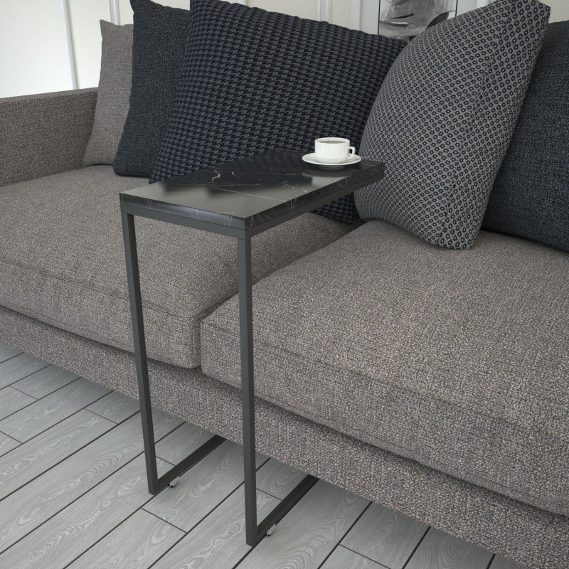 4610_0-800x800 Βοηθητικό τραπέζι Calais μαύρο Marble 46x26x62cm ed4610 - Image 1