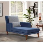 Ανάκλινδρο Sofia μπλε ύφασμα ξύλινα πόδια 79x100x167cm ed4613