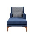 Ανάκλινδρο Sofia μπλε ύφασμα ξύλινα πόδια 79x100x167cm ed4613 - Image 4