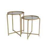 Βοηθητικό τραπέζι Cento 50x60cm μέταλλο γυαλί ed4619 - Image 3