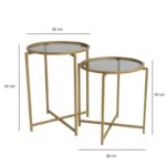 Βοηθητικό τραπέζι Cento 50x60cm μέταλλο γυαλί ed4619 - Image 2