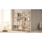 Βιβλιοθήκη Dodici λευκό χρυσό 170x30x175cm ed4643 - Image 4