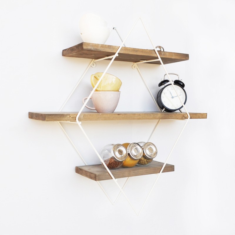 4645_0-800x800 Ραφιέρα Wel καρυδί άσπρο ξύλο μεταλλικό πλαίσιο 62x15x42εκ ed4645 - Image 1