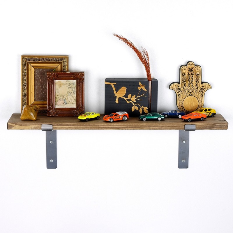 4649_0-800x800 Ραφιέρα Lam καρυδί μαύρο ξύλο μεταλλική βάση 60x14x16εκ ed4649 - Image 1