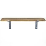 Ραφιέρα Lam καρυδί μαύρο ξύλο μεταλλική βάση 60x14x16εκ ed4649 - Image 5