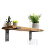 Ραφιέρα Lam καρυδί μαύρο ξύλο μεταλλική βάση 60x14x16εκ ed4649 - Image 4