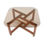 Τραπέζι σαλονιού Zen δρυς ξύλο επιφάνεια γυαλί 80x80x40εκ ed4653 - Image 3