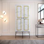 Ντουλάπα Martin άσπρη μαύρη χρυσή μελαμίνη 84x50x200cm ed4656