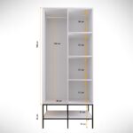 Ντουλάπα Martin άσπρη μαύρη χρυσή μελαμίνη 84x50x200cm ed4656 - Image 4