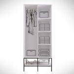 Ντουλάπα Martin άσπρη μαύρη χρυσή μελαμίνη 84x50x200cm ed4656 - Image 3