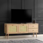 Έπιπλο TV Frosinone oak μαύρο χρώμα μελαμίνη 140x40x60cm ed4672